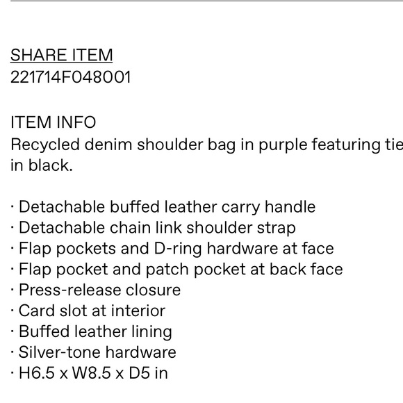 Marques Almeida lilac purple denim and black leather chain bag. - Picture 8 of 16